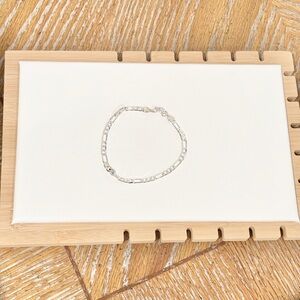 Silver Figaro Chain Bracelet 8” Minimalist Unisex Link Bracelet Classic Jewelry